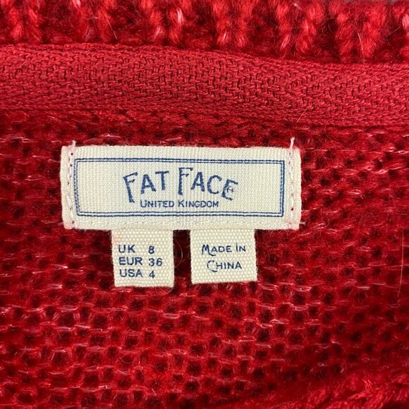Fat Face Alpaca Wool Blend Sweater Women's Size 4 Stripe Red Pink Brown White - Picture 5 of 12